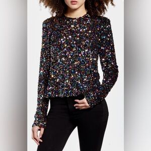 Endless Rose Multicolor Sequin Long-Sleeve Top - Size: S - NWT!
